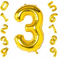 Gold Foil Number Balloon 3 - 16"